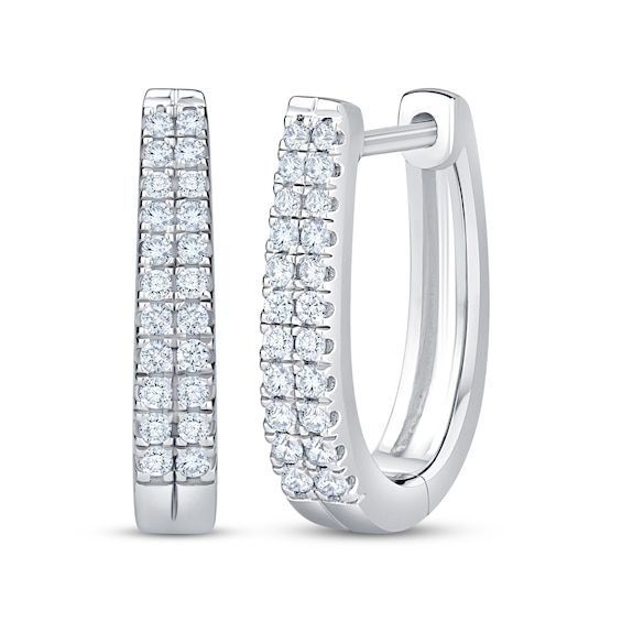 KAY Lab-Grown Diamonds Two-Row Huggie Hoop Earrings 1/4 ct tw Sterling Silver