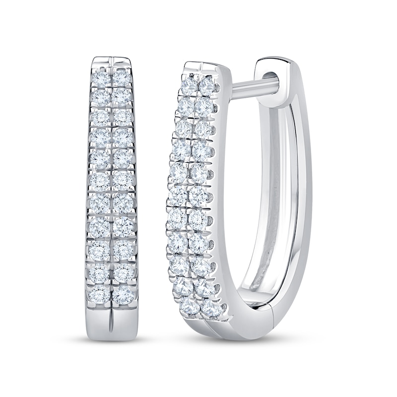 Main Image 1 of KAY Lab-Grown Diamonds Two-Row Huggie Hoop Earrings 1/4 ct tw Sterling Silver