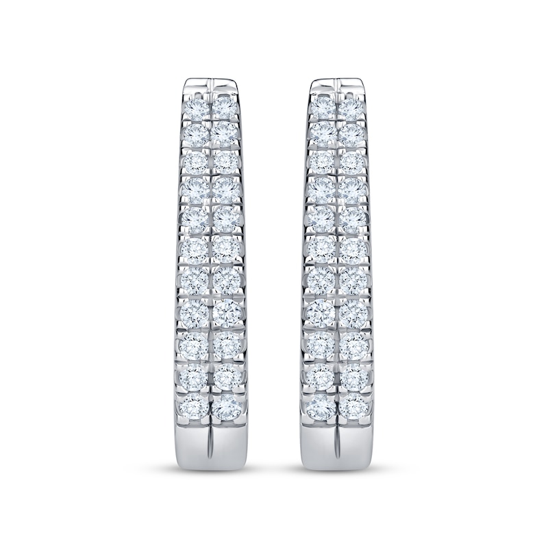 Main Image 2 of KAY Lab-Grown Diamonds Two-Row Huggie Hoop Earrings 1/4 ct tw Sterling Silver