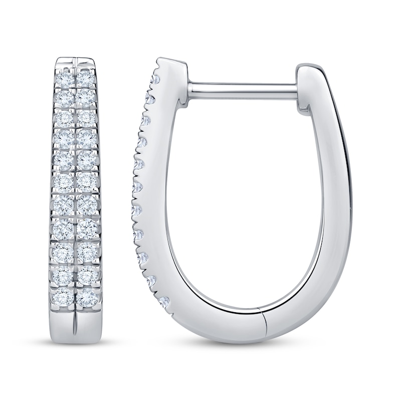 Main Image 3 of KAY Lab-Grown Diamonds Two-Row Huggie Hoop Earrings 1/4 ct tw Sterling Silver