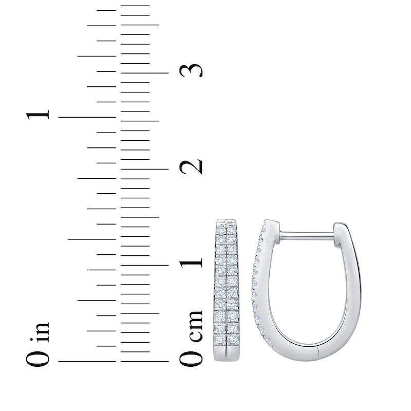 Main Image 4 of KAY Lab-Grown Diamonds Two-Row Huggie Hoop Earrings 1/4 ct tw Sterling Silver