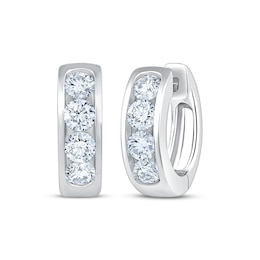KAY Lab-Grown Diamonds Channel-Set Hoop Earrings 1 ct tw 10K White Gold