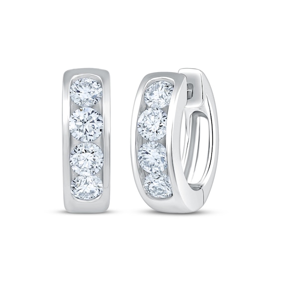 KAY Lab-Grown Diamonds Channel-Set Hoop Earrings 1 ct tw 10K White Gold
