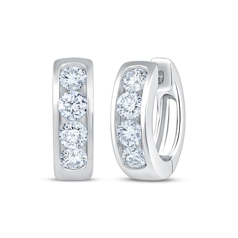 Main Image 1 of KAY Lab-Grown Diamonds Channel-Set Hoop Earrings 1 ct tw 10K White Gold