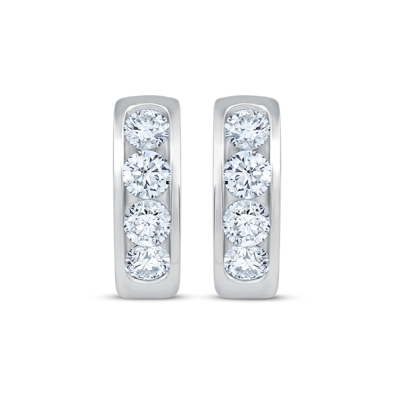 Main Image 2 of KAY Lab-Grown Diamonds Channel-Set Hoop Earrings 1 ct tw 10K White Gold