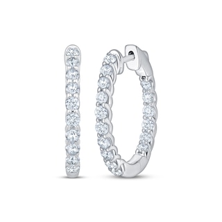 KAY Lab-Grown Diamonds Inside-Out Trellis Hoop Earrings 1 ct tw 10K White Gold