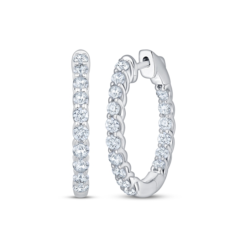 Main Image 1 of KAY Lab-Grown Diamonds Inside-Out Trellis Hoop Earrings 1 ct tw 10K White Gold