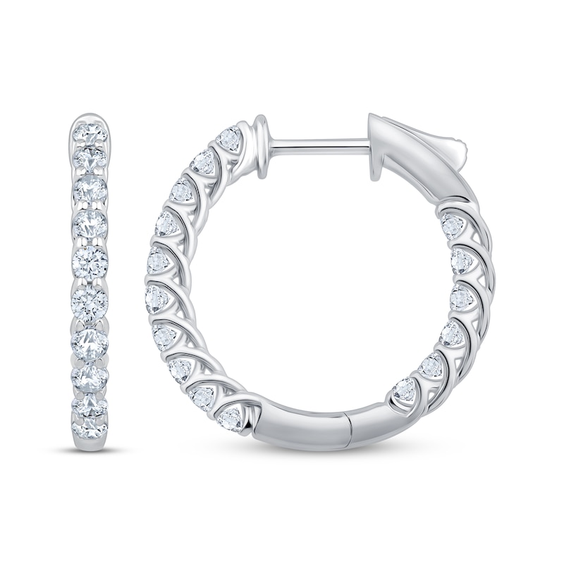 Main Image 3 of KAY Lab-Grown Diamonds Inside-Out Trellis Hoop Earrings 1 ct tw 10K White Gold