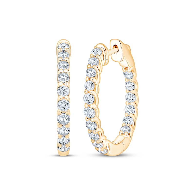 Main Image 1 of KAY Lab-Grown Diamonds Inside-Out Trellis Hoop Earrings 1 ct tw 10K Yellow Gold