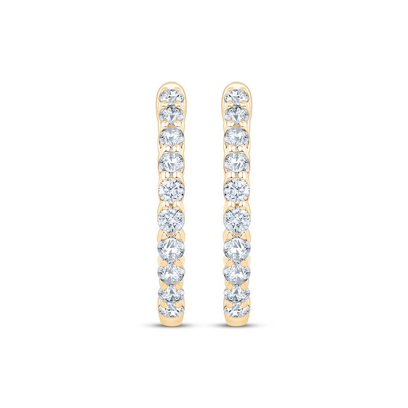 Main Image 2 of KAY Lab-Grown Diamonds Inside-Out Trellis Hoop Earrings 1 ct tw 10K Yellow Gold