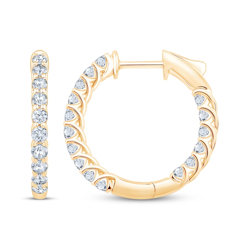 Main Image 3 of KAY Lab-Grown Diamonds Inside-Out Trellis Hoop Earrings 1 ct tw 10K Yellow Gold