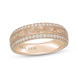 Neil Lane Men's Diamond Scrollwork Wedding Band 1/2 ct tw 14K Yellow Gold