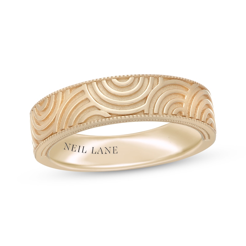 Main Image 1 of Neil Lane Men's Patterned Wedding Band 14K Yellow Gold 6mm