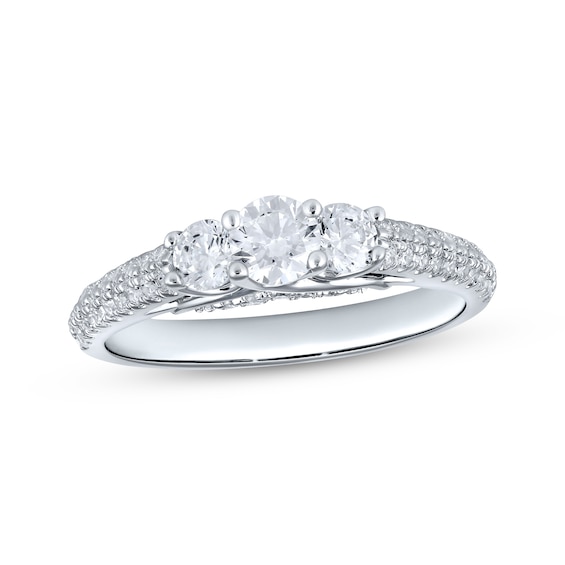 Round-Cut Diamond Three-Stone Engagement Ring 1 ct tw 14K White Gold
