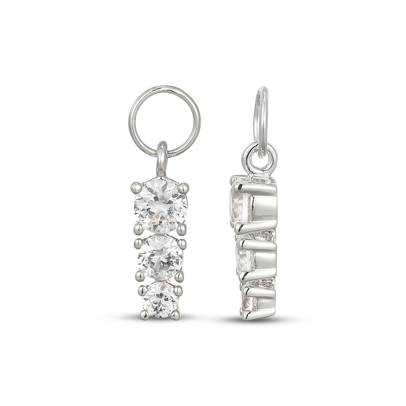 Main Image 3 of White Lab-Created Sapphire Graduated Three-Stone Earring Charms Sterling Silver