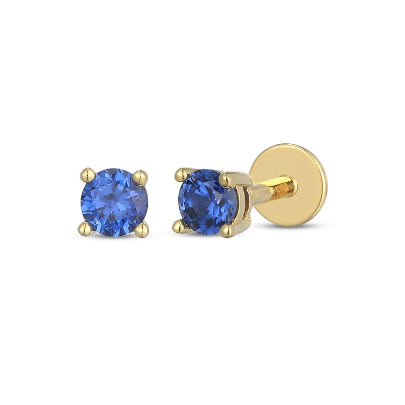 Main Image 1 of STUDIO BY KAY Blue Lab-Created Sapphire Solitaire Stud Earrings 24K Yellow Gold Vermeil Sterling Silver