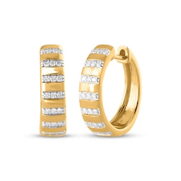 STUDIO BY KAY Lab-Grown Diamond Pavé Stripe Hoop Earrings 1/5 ct tw 24K Yellow Gold Vermeil Sterling Silver