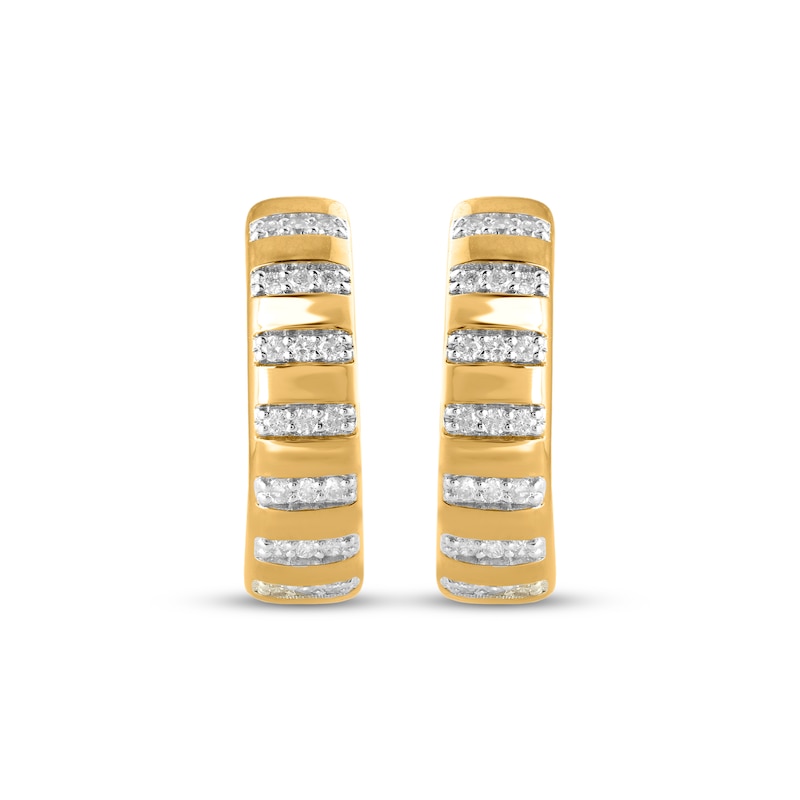 Main Image 2 of STUDIO BY KAY Lab-Grown Diamond Pavé Stripe Hoop Earrings 1/5 ct tw 24K Yellow Gold Vermeil Sterling Silver