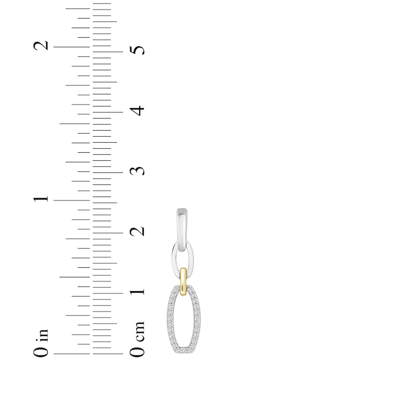 Main Image 4 of Linked Always Diamond Oval Chain Link Drop Earrings 1/10 ct tw Sterling Silver & 10K Yellow Gold