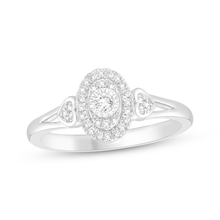 Diamond Oval Halo Promise Ring 1/6 ct tw Sterling Silver