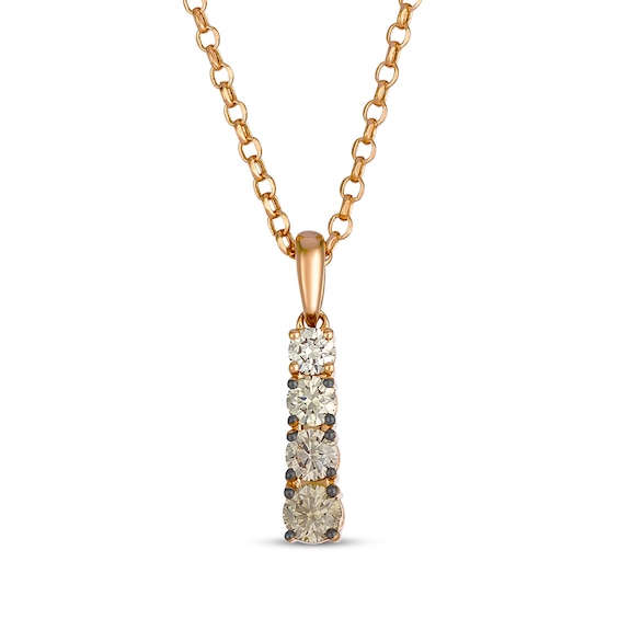 Le Vian Desert Diamonds Chocolate Ombré Drop Necklace 3/8 ct tw 14K Strawberry Gold 19"