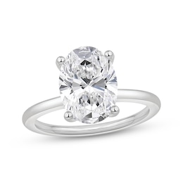 Now + Forever Lab-Grown Diamonds Certified Oval-Cut Solitaire Engagement Ring 3 ct tw 14K White Gold (F/VS2)