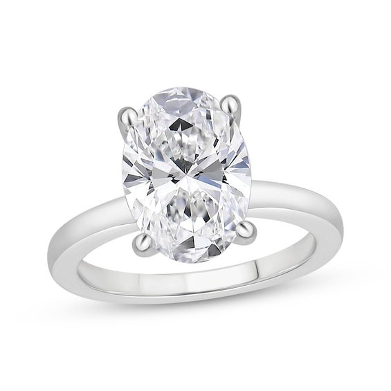 Now + Forever Lab-Grown Diamonds Certified Oval-Cut Solitaire Engagement Ring 4 ct tw 14K White Gold (F/VS2)