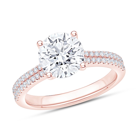 Now + Forever Split Shank Pave Lab-Grown Diamond Engagement Ring Setting 1/4 ct tw 14K Rose Gold