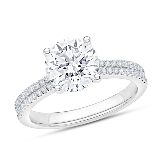 Now + Forever Split Shank Pave Natural Diamond Engagement Ring Setting 1/4 ct tw 18K White Gold