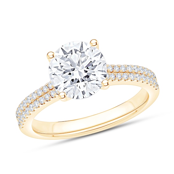 Now + Forever Split Shank Pave Natural Diamond Engagement Ring Setting 1/4 ct tw 14K Yellow Gold