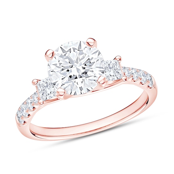 Now + Forever Three-Stone Natural Diamond Engagement Ring Setting 5/8 ct tw 14K Rose Gold