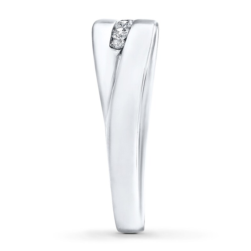 Men's Wedding Band 1/5 ct tw Diamonds 10K White Gold