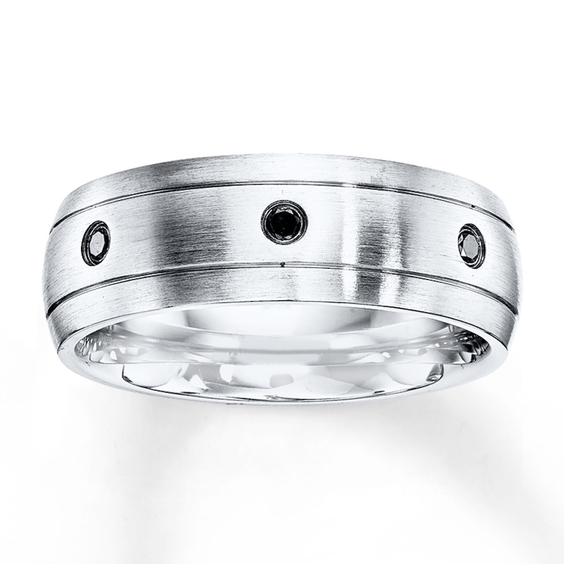 Main Image 1 of Men's Black Diamond Band 1/10 carat tw Stainless Steel