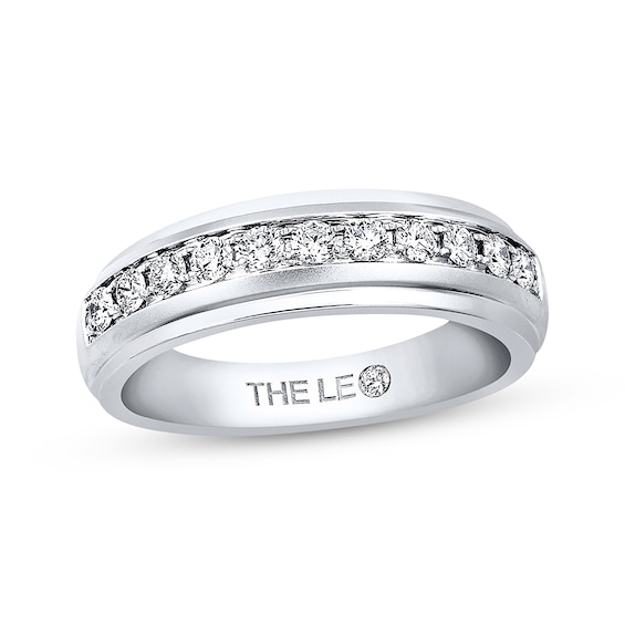 Men's THE LEO Diamond Wedding Band 1/2 ct tw Round-cut 14K White Gold