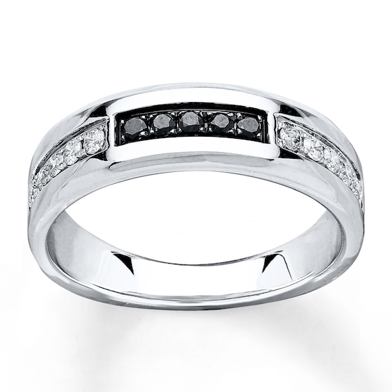 Now + Forever Men's Wedding Band 3/8 ct tw Diamonds 10K White Gold