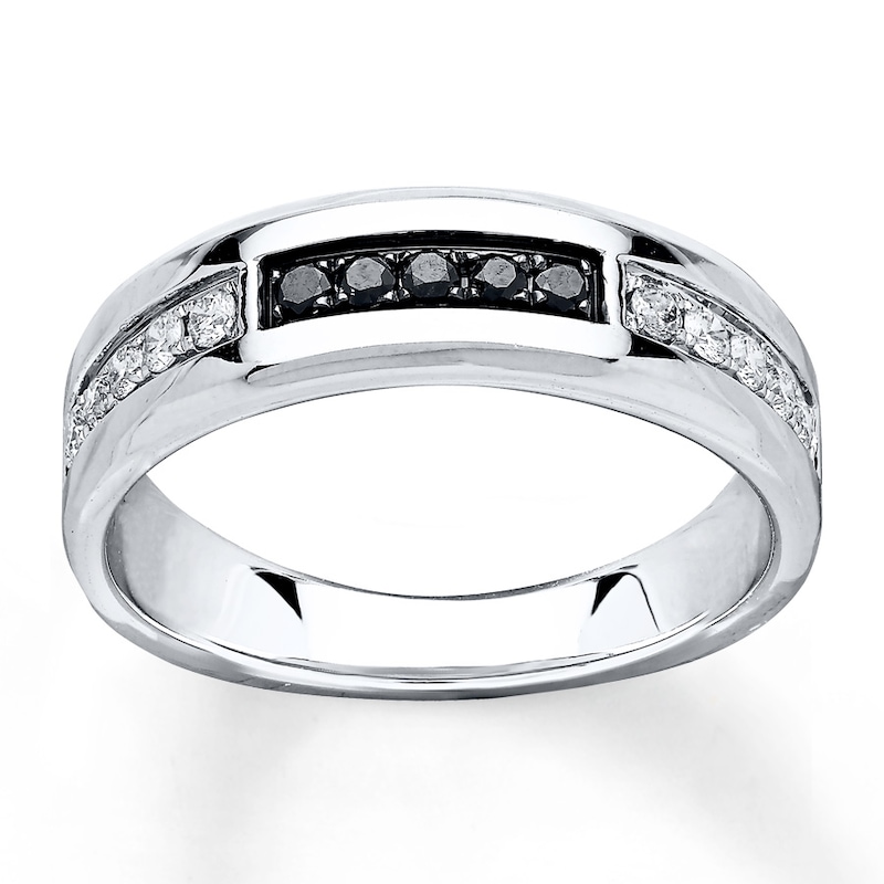 Men's Wedding Band 3/8 ct tw Diamonds 10K White Gold