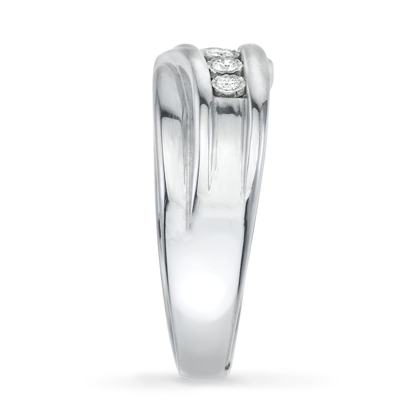 Main Image 3 of Now + Forever Men's Wedding Band 1/4 ct tw Diamonds 10K White Gold