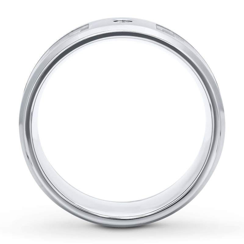 Main Image 2 of Men's Wedding Band Diamond Stainless Steel 8mm