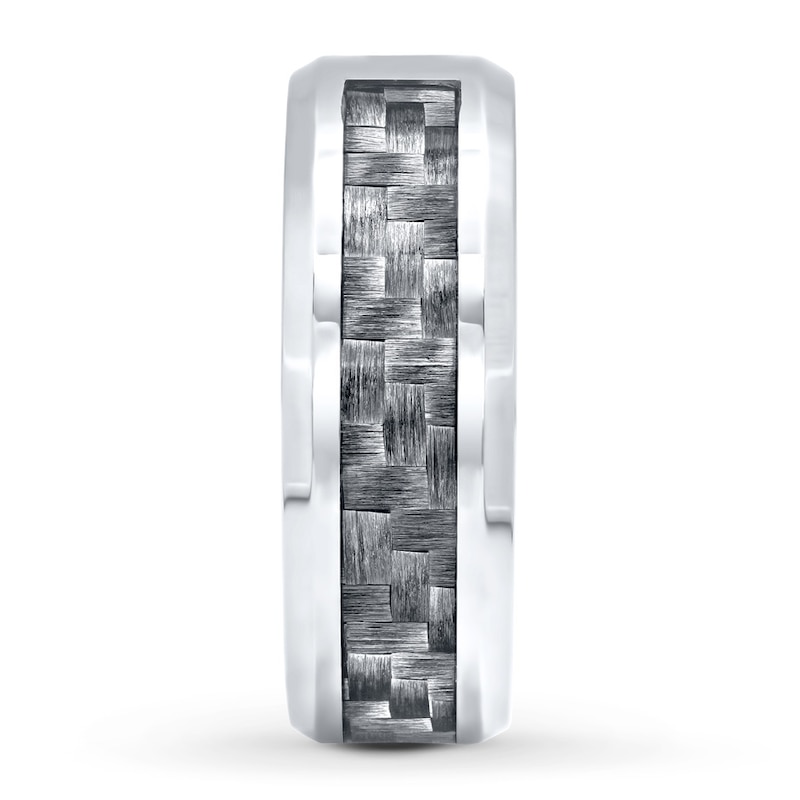 Main Image 3 of Men's Wedding Band Diamond Stainless Steel 8mm
