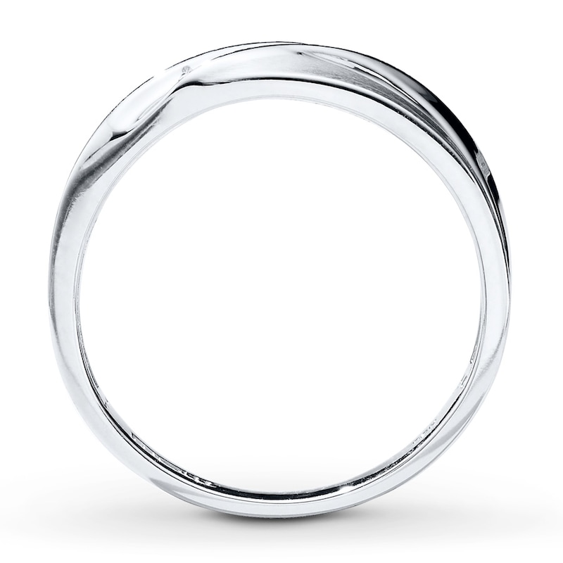 Men's Wedding Band 1/15 ct tw Diamonds 10K White Gold