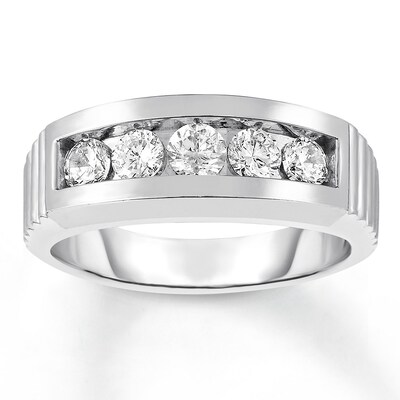 Men's Diamond Wedding Band 1 ct tw Round-cut 10K White Gold | Kay
