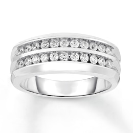 Now + Forever Men's Diamond Wedding Band 3/4 ct tw Round-cut 10K White Gold
