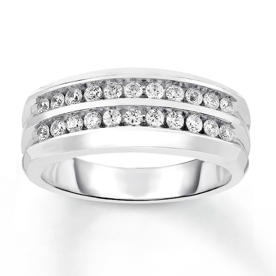 Now + Forever Men's Diamond Wedding Band 3/4 ct tw Round-cut 10K White Gold