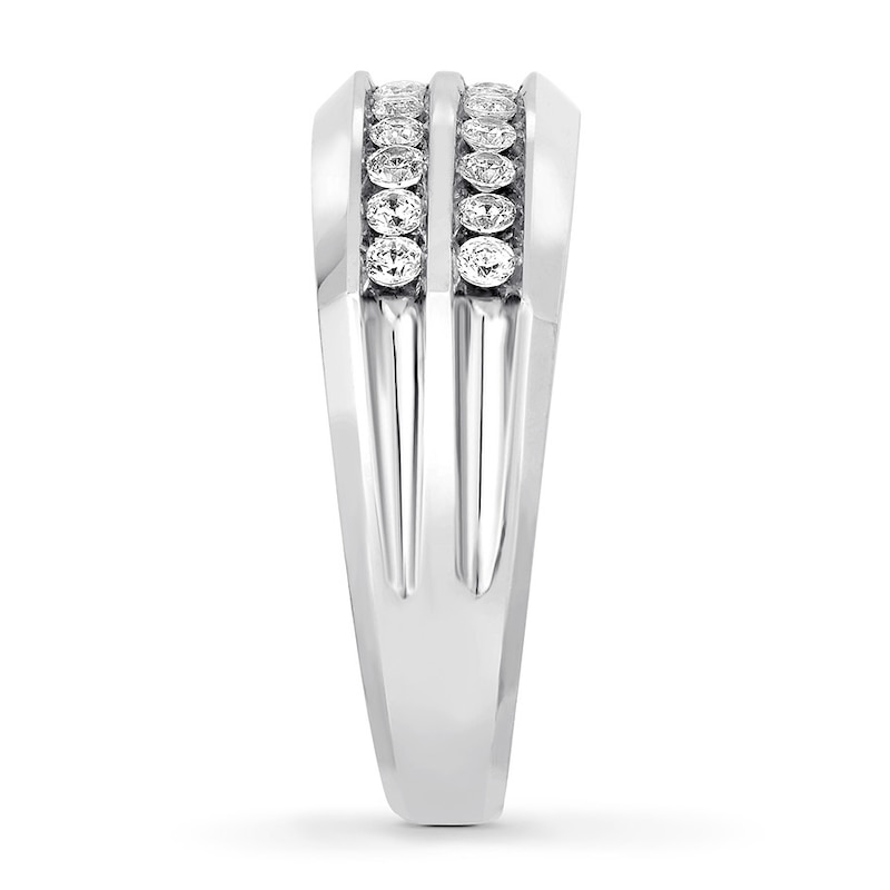 Main Image 3 of Now + Forever Men's Diamond Wedding Band 3/4 ct tw Round-cut 10K White Gold