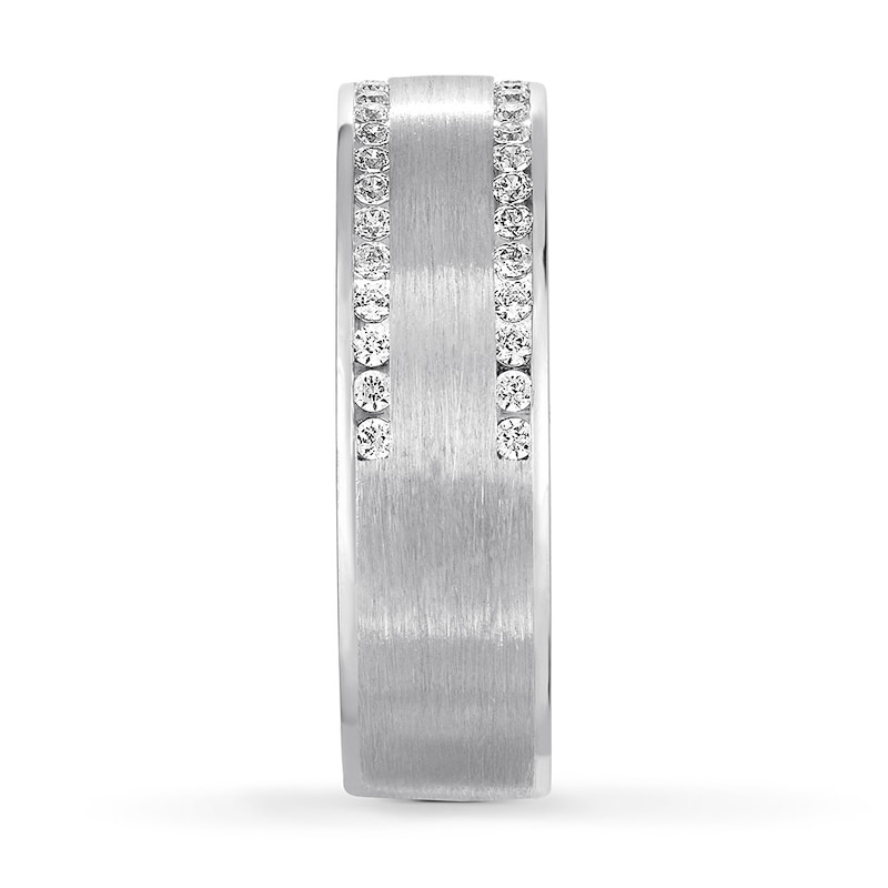 Main Image 3 of Now + Forever Men's Diamond Wedding Band 1/2 ct tw Round-cut 10K White Gold