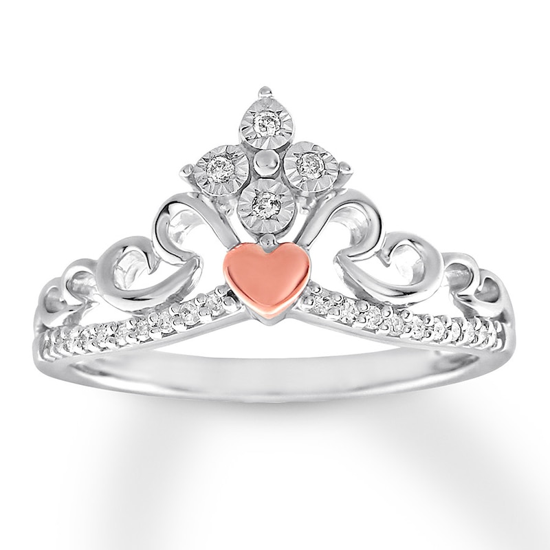Main Image 1 of Diamond Tiara Ring Sterling Silver & 10K Rose Gold