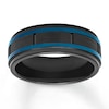 Thumbnail Image 1 of Now + Forever Men's Wedding Band Black/Blue Ion-Plated Stainless Steel 8mm
