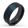 Thumbnail Image 4 of Now + Forever Men's Wedding Band Black/Blue Ion-Plated Stainless Steel 8mm