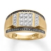 Thumbnail Image 1 of Men's Black/White Diamond Band 5/8 ct tw 10K Yellow Gold