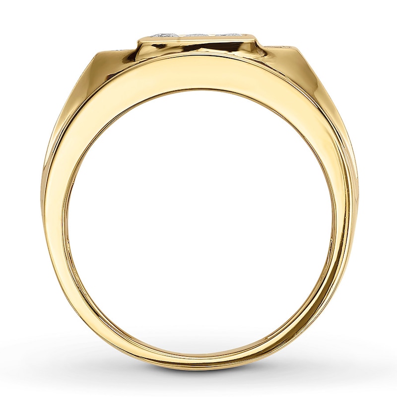 Main Image 2 of Men's Black/White Diamond Band 5/8 ct tw 10K Yellow Gold